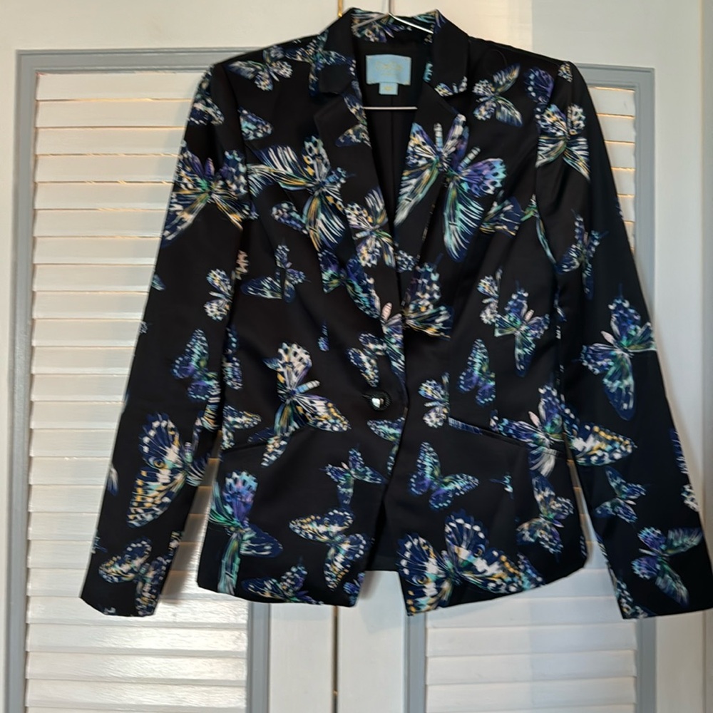Cece Satin Look Butterfly Skirt Suit Set